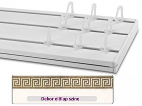 Fehér-arany görög mintás 45 mm-es előlapos háromsoros műanyag mennyezeti sínes karnis 350 cm-es szett