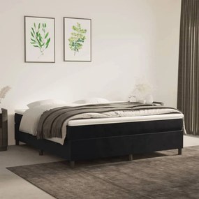 Fekete bársony rugós ágy matraccal 180x200 cm