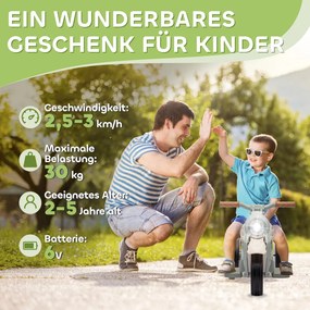 AIYAPLAY elektromos gyerekmotor, 6 V-os zenés gyerekmotor, 2,5-3 km/h sebességgel fúj, 2-5 éves, krémfehér