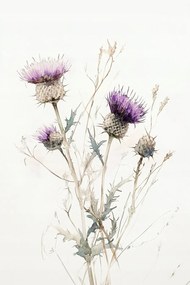 Vászonkép Canvas Akvarell Természet Lila Bogáncs Virág Rét 40x60