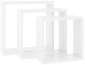 3 db fehér MDF fali kockapolc