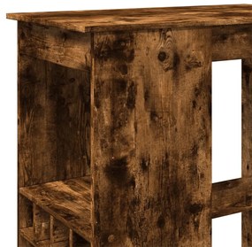 füstös tölgy szerelt fa bárasztal tárolókkal 90x47,5x103,5 cm