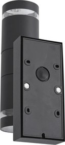 Modern fekete kültéri fali lámpa 2 égős IP44 mozgásérzékelővel - Dubbla