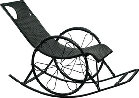 Hintaszék, rattan/fém, fekete, ROKIN