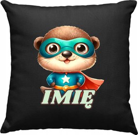 Gyerek párna Vidra hős +Név Fekete