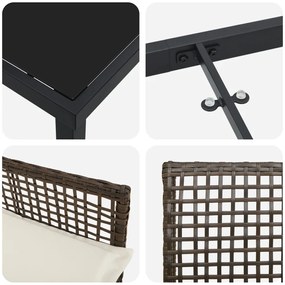 9 részes Kerti Étkező Szett Párnákkal Barna Polyrattan