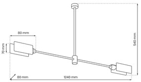 Csillár rúdon ASTRA 2xE27/60W/230V fekete