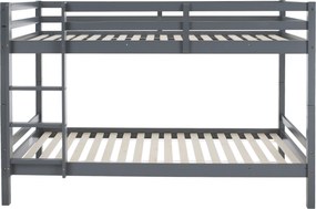 Emeletes ágy, 90x200, tömör fa, szürke, INEZA