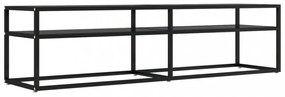 fekete edzett üveg TV-szekrény 160 x 40 x 40,5 cm