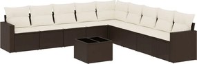 vidaXL 10 részes barna polyrattan kerti ülőgarnitúra párnákkal