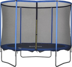 HOMCOM Trambulin Biztonsági Hálóval - Kert és Beltéri Trambulin Gyerekeknek és Felnőtteknek - Acél Kék + Fekete, 113,6 kg-ig, Ø305 x 248H cm | Aosom
