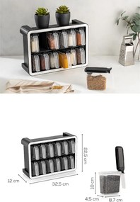 13 részes műanyag fűszertartó készlet állvánnyal 250 ml
