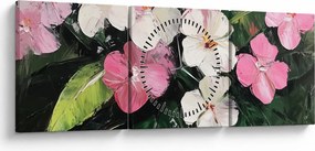 Kép - Rózsaszín és fehér virágok (órával) (90x30 cm)