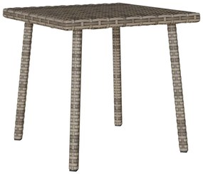téglalap szürke polyrattan kerti dohányzóasztal 40x40x37cm