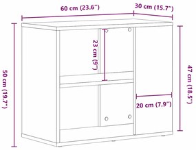 vidaXL Széf fiókkal Fekete tölgy 60 x 30 x 50 cm Faanyag