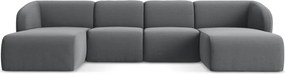 Szürke bársony sarokkanapé (U alakú) Lani – Makamii