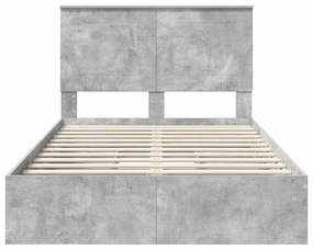 vidaXL Tárolós Ágy fejtámlával Beton Szürke 135 x 190 cm Faanyag
