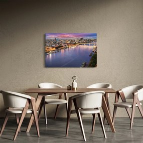 Pozsonyi éjszakai város képe folyóval (90x60 cm)