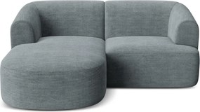 Sötétszürke kordbársony sarokkanapé (bal oldali-heverő résszel) Campi – Cosmopolitan Design