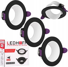 3x Süllyesztett halogén lámpatest Kerek mozgatható GU10 fekete fehér szem