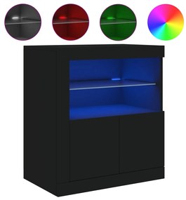 fekete tálalószekrény LED-világítással 60,5 x 37 x 67 cm