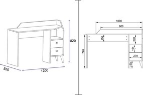 Fiókos íróasztal 120x55x82 cm barna FUR1871-2