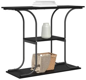 Konzolasztal polcokkal Musta tammi 101 x 35 x 80.5 cm Faanyag