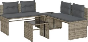vidaXL 4 részes szürke polyrattan kerti ülőgarnitúra párnákkal