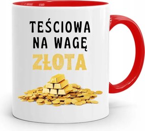 Piros Anyós Bögre Arany Mérleggel, fényképes nyomattal