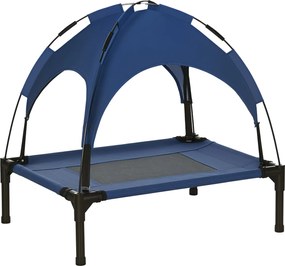 PawHut Emelt Kutyafekhely Napellenzővel, Kültéri Pet Fekhely, Kutyapihenő Tetővel, Lélegző, Taft Anyag Kempingezéshez, Sötét Kék 61 x 46 x 62 cm | Aos