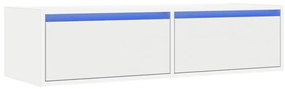 TV szekrény LED világítással fehér 100X35,5x25 cm