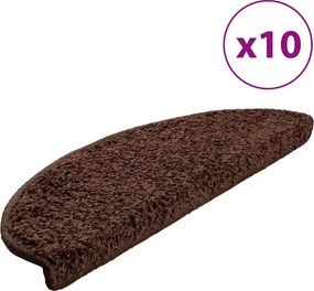 vidaXL 10 db barna, félkör alakú, nagy lépcsőszőnyeg 65 x 21 x 4 cm