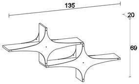 Fali polc SUSEN 69x135 cm fehér/fekete