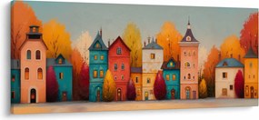 Kép - Őszi falu (120x50 cm)
