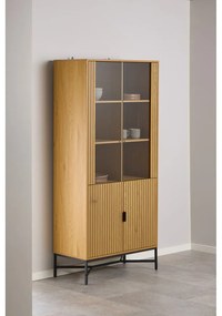 Natúr színű tálalószekrény tölgyfa dekorral 80x180x40 cm Jaipur – Actona