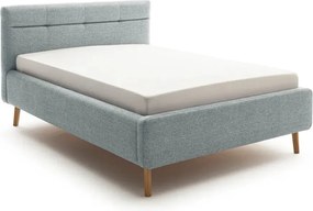 Szürkéskék kárpitozott ágyneműtartós franciaágy ágyráccsal 140x200 cm Lotte – Meise Möbel