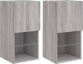 vidaXL 2 db szürke sonoma TV-szekrény LED lámpákkal 30,5x30x60 cm