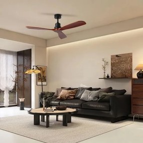 ZEVENTI - LIONI mennyezeti ventilátor Wi-Fi Tuya fekete/tölgy + távirányító