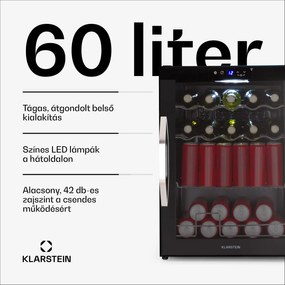 Klarstein Coachella 60 Smart hűtőszekrény, Wifi, LED, 3 polc, Háttérvilágítás, EEK E