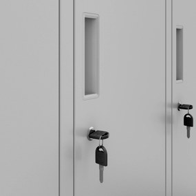 IGOREK iskolai BHP öltözőszekrény, 6 ajtós, 900 x 1500 x 450 mm, szürke