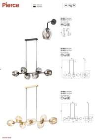 Redo 01-2619 - Csillár zsinóron PIERCE 6xE27/42W/230V arany/füstös