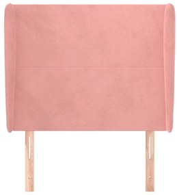 rózsaszín bársony fejtámla szárnyakkal 83 x 23 x 118/128 cm