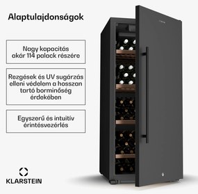 Klarstein CellarMax borhűtő, 114 palack, Kompresszor, Energiahatékonyság E