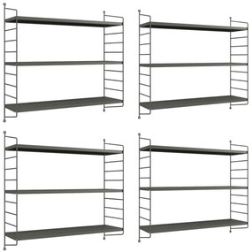 Fali polc Strängnäs állítható polcokkal 4-es szett antracit [en.casa]