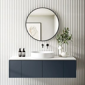 TMP IRON fürdőszobai tükör - FEKETE keret - kerek - 80 cm