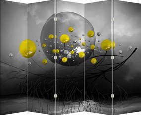 Paraván - Sárga absztrakt gömbök (210x170 cm)