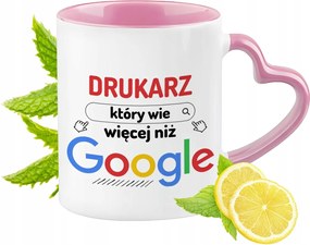 Nyomtatós Bögre Rózsaszín Szív Alakú Füllel Kávé Ajándék