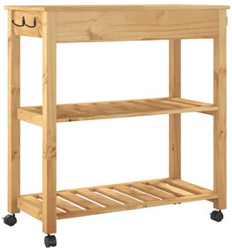 MONZA tömör fenyőfa konyhai kocsi 84 x 40 x 88,5 cm