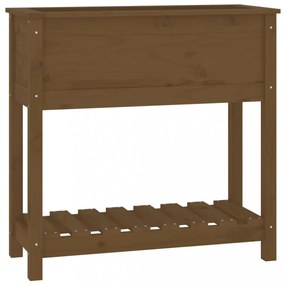 mézbarna tömör fenyőfa növénytartó polccal 82,5 x 34,5 x 81 cm