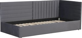 Ágy ágyráccsal, 90x200, szürke Velvet szövet, MEVIA